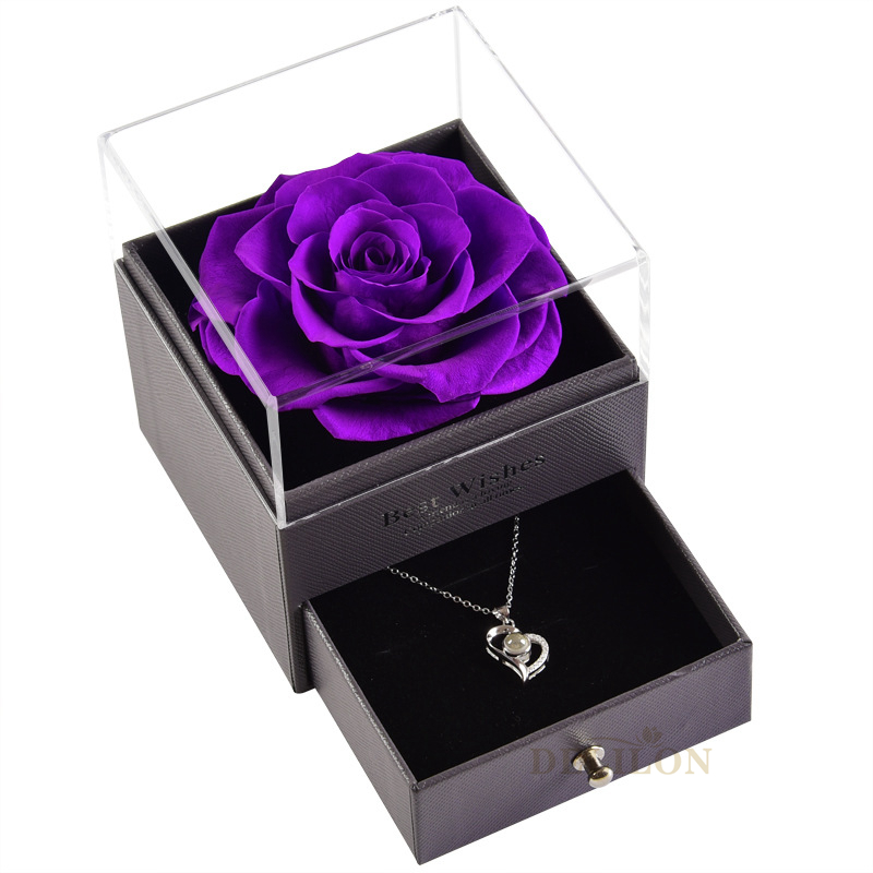 Jewelry Box Preserved Rose Real Dried Flowers Forver Rosa Jewel Case