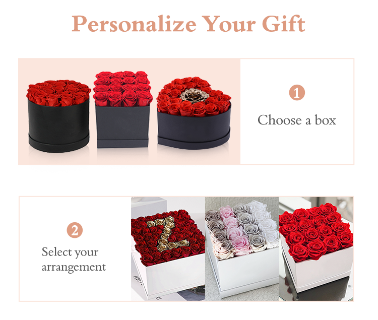 Leather Round Box Preserved Flowers Eternal Rose Birthday Gifts For Girls And Wo